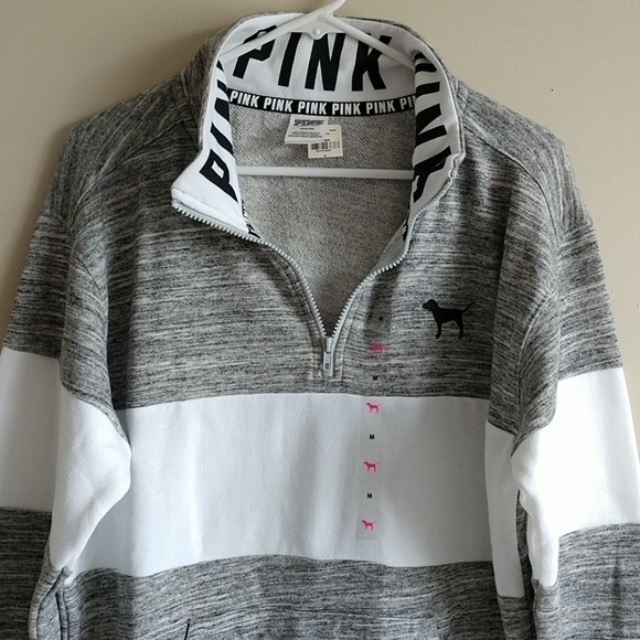 Size M🌺PINK VICTORIA'S SECRET 1/2 ZIP.nwt - Picture 2 of 7